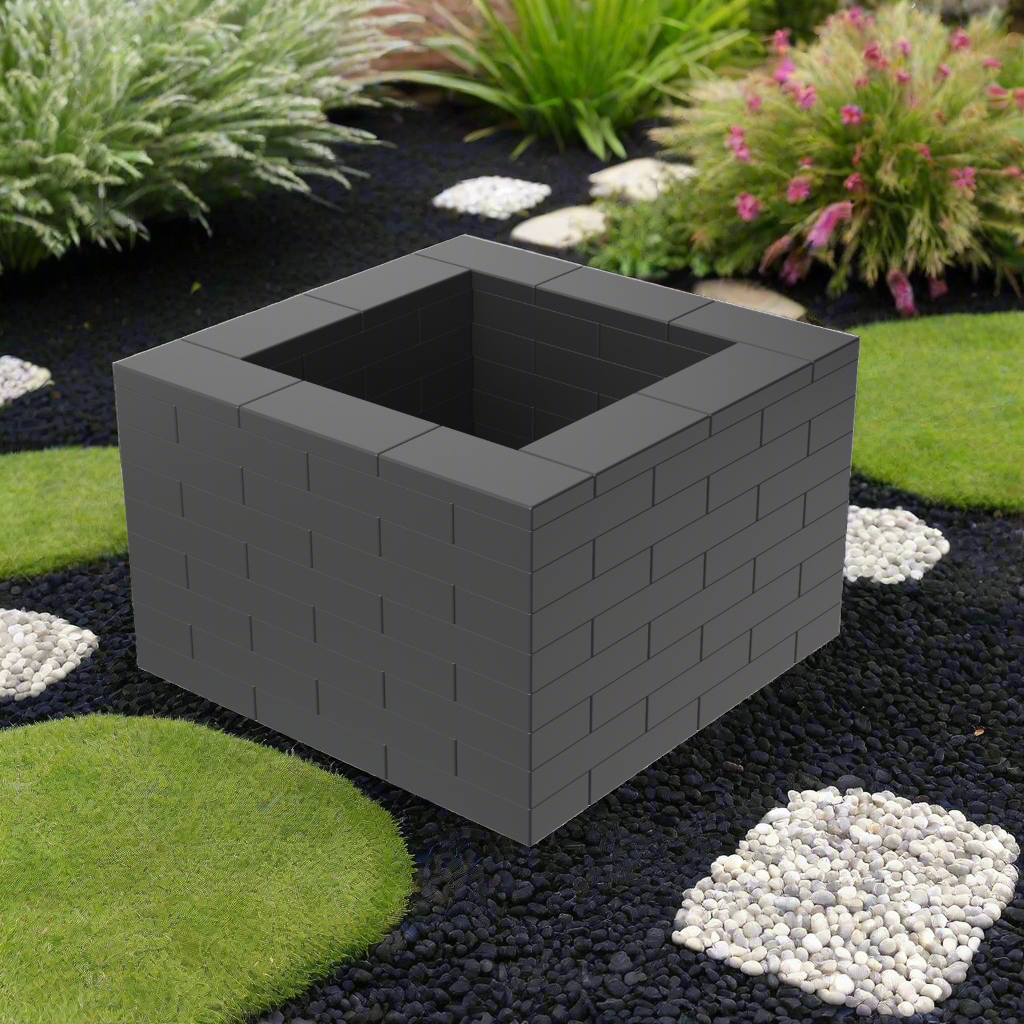Black Plastic Brick Planter Kit 3 x 3 x 8
