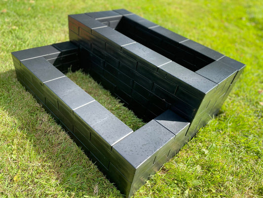 Two tiered herb planter with black polybrick